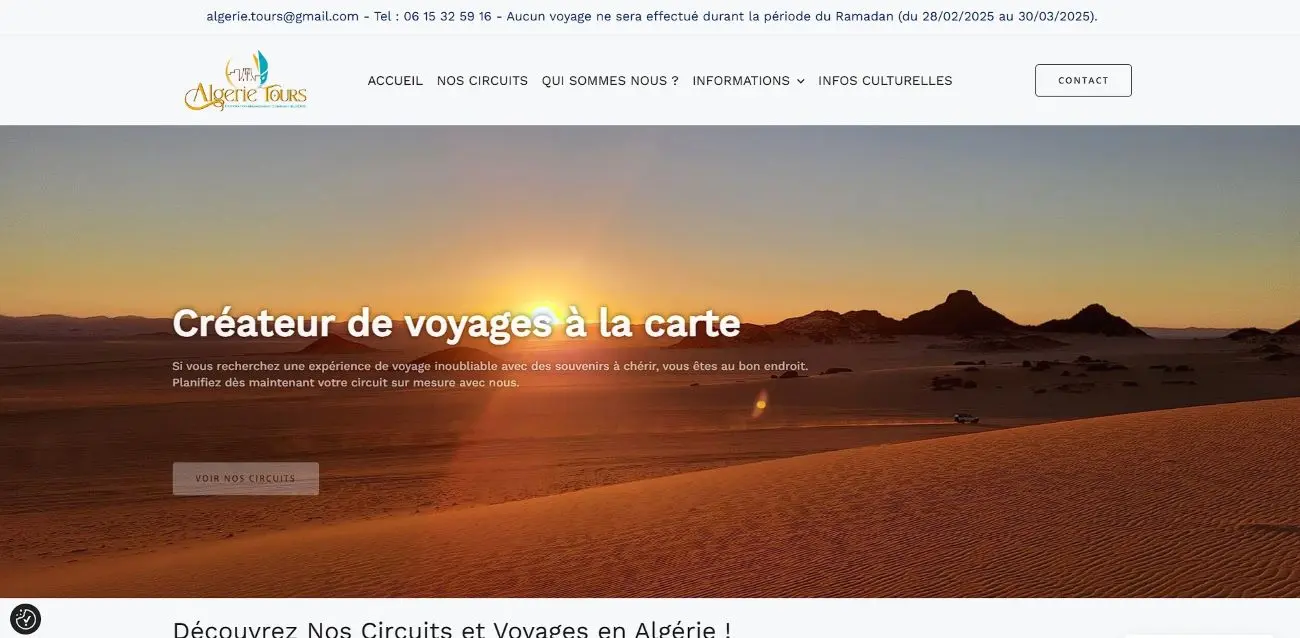 création de site de voyage Algérie Tours à Marseille